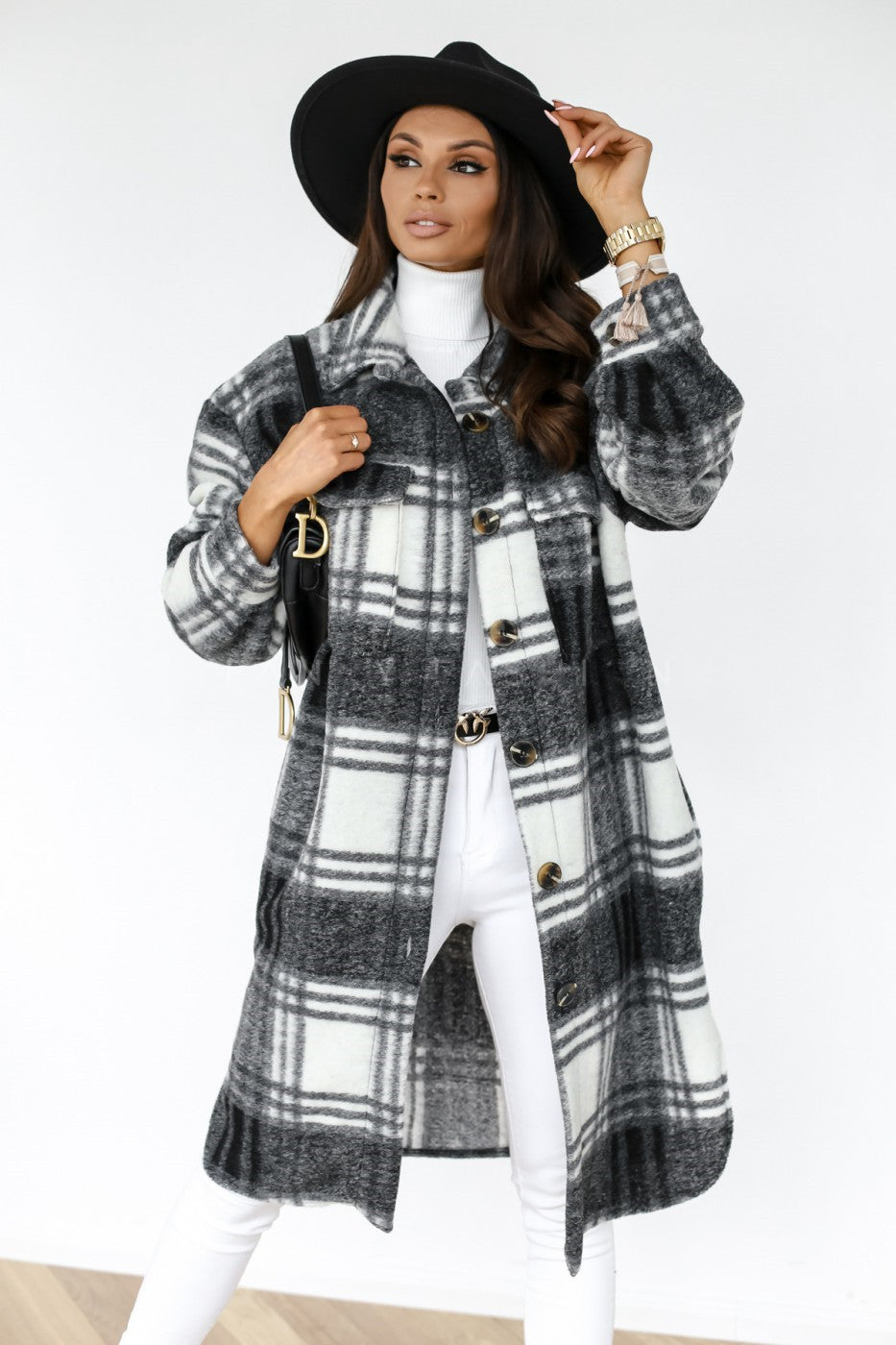 Manteau femme Coupe oversize – Motif à carreaux
