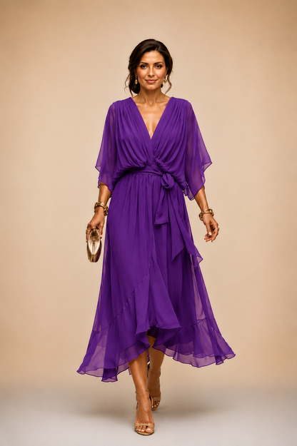 Eylune™ | ROBE EN MOUSSELINE À COL EN V