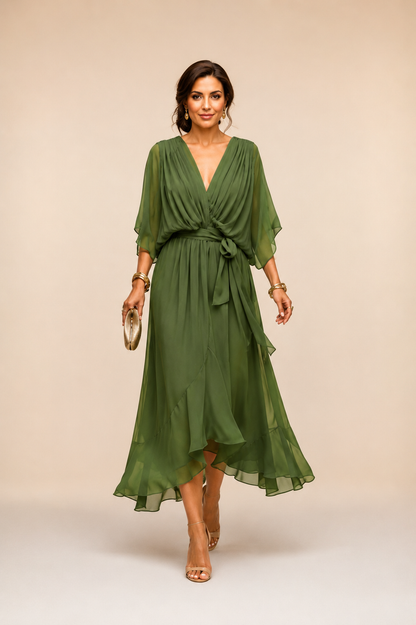 Eylune™ | ROBE EN MOUSSELINE À COL EN V