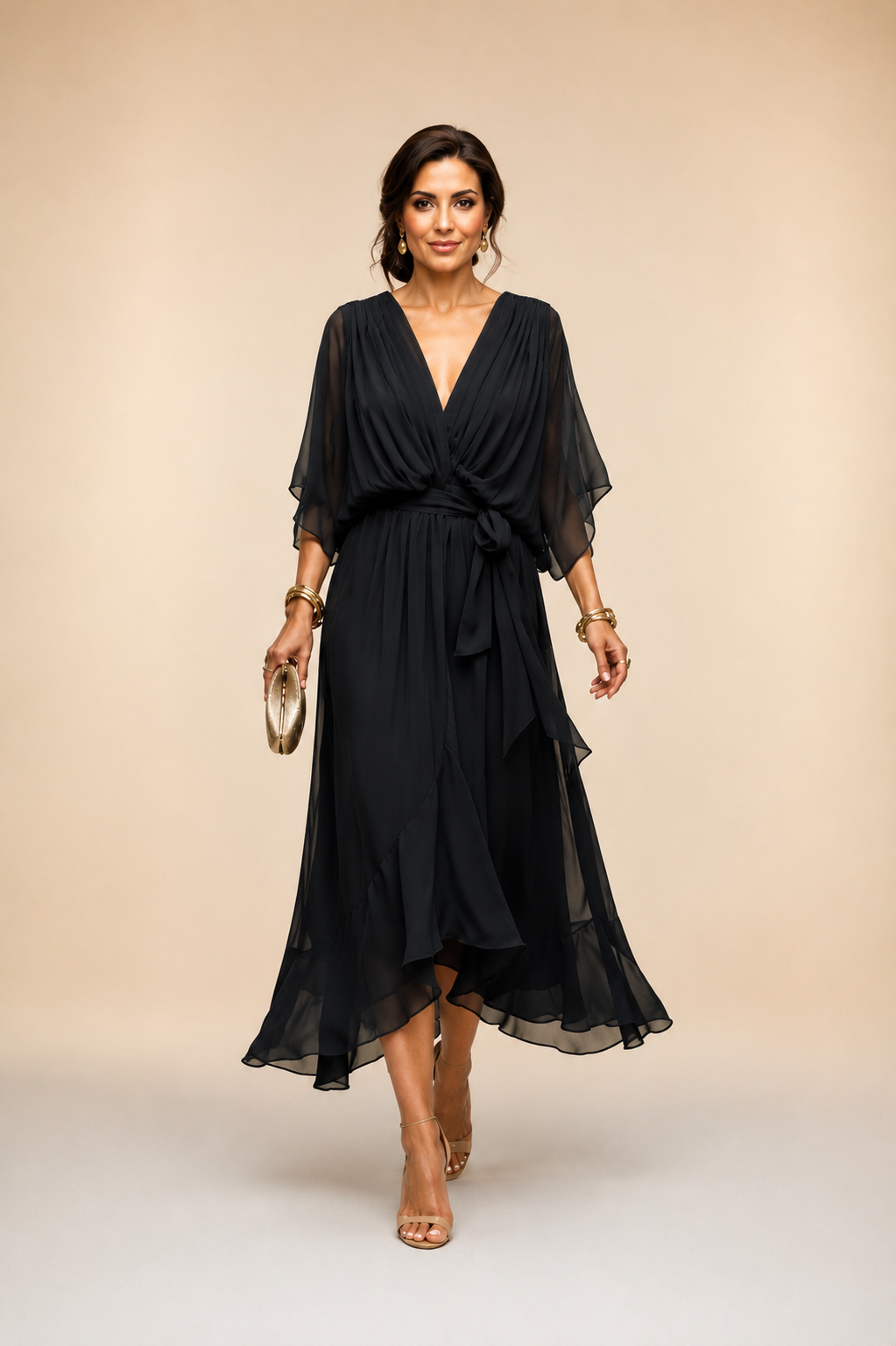 Eylune™ | ROBE EN MOUSSELINE À COL EN V