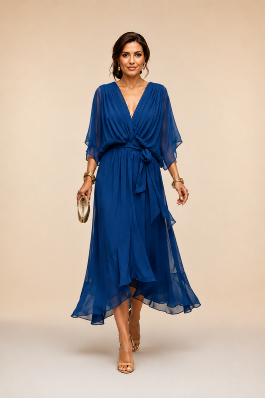 Eylune™ | ROBE EN MOUSSELINE À COL EN V