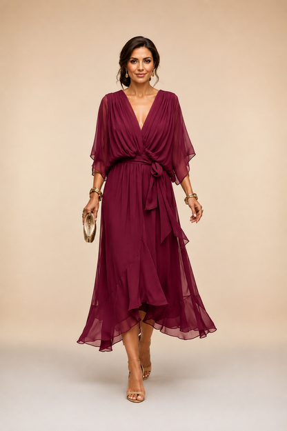 Eylune™ | ROBE EN MOUSSELINE À COL EN V