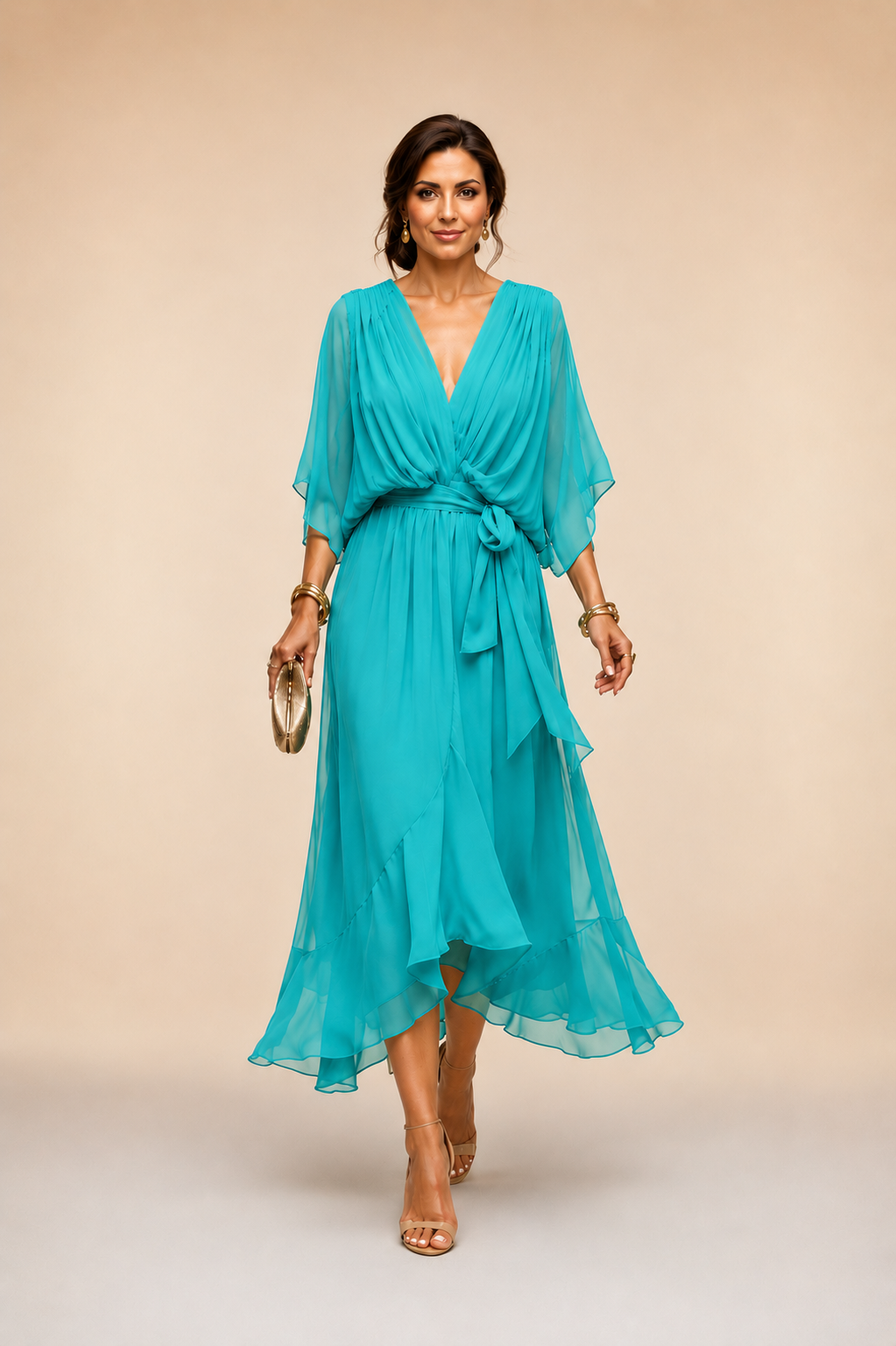 Eylune™ | ROBE EN MOUSSELINE À COL EN V