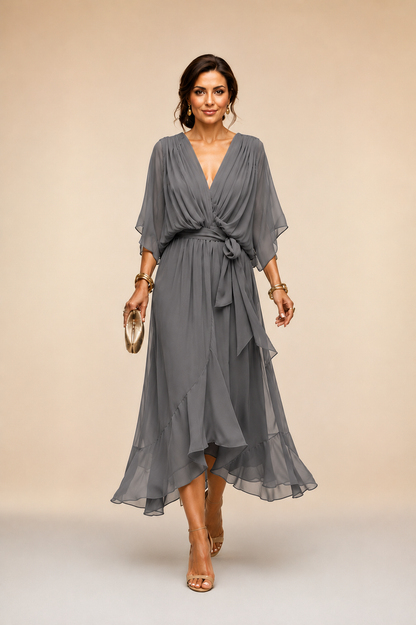Eylune™ | ROBE EN MOUSSELINE À COL EN V