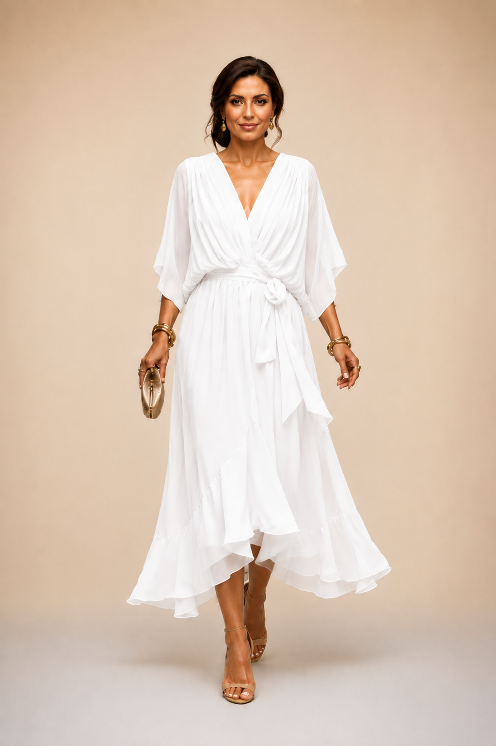 Eylune™ | ROBE EN MOUSSELINE À COL EN V