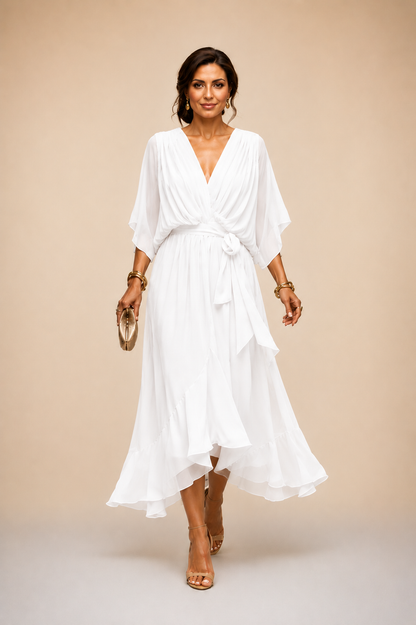 Eylune™ | ROBE EN MOUSSELINE À COL EN V