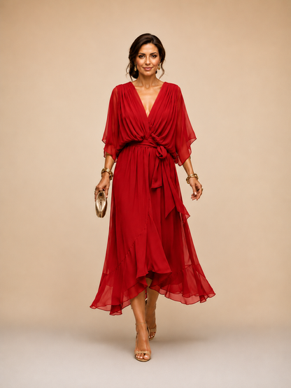 Eylune™ | ROBE EN MOUSSELINE À COL EN V