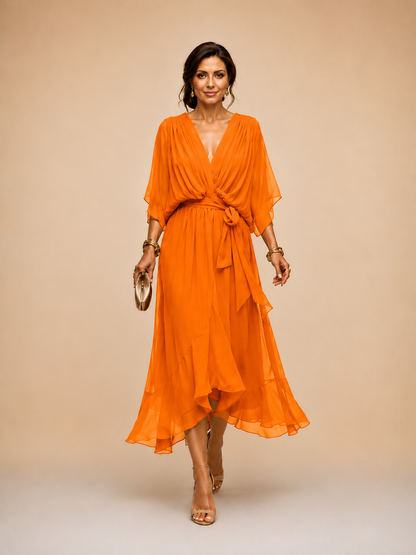 Eylune™ | ROBE EN MOUSSELINE À COL EN V
